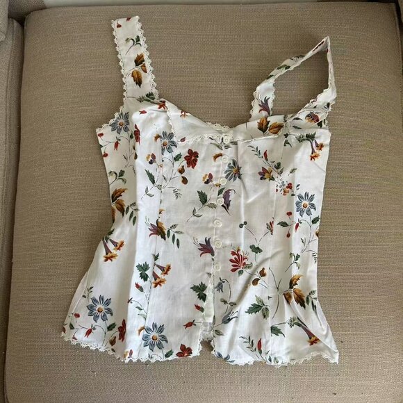 BEST Reformation Viola Linen Top Sz6 Corsini Floral Spring French Causal - Picture 5 of 11